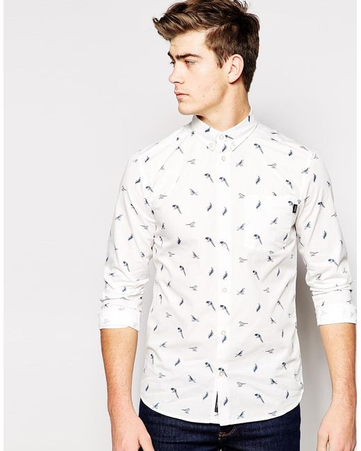 Wesc White Lonny Bird Print Shirt for men