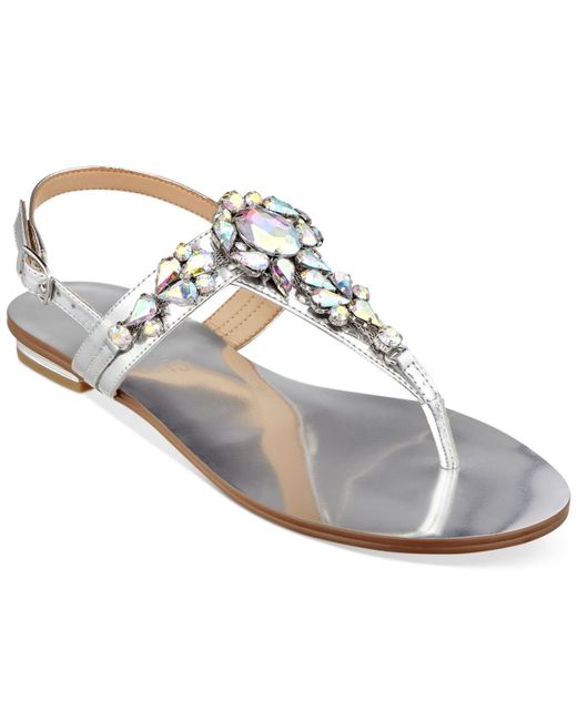 Ivanka Trump Metallic Felix Jeweled Thong Sandals