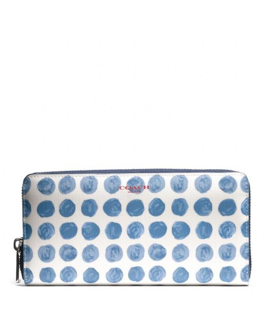 COACH Blue Bleecker Accordion Zip Wallet In Painted Dot Coated Canvas