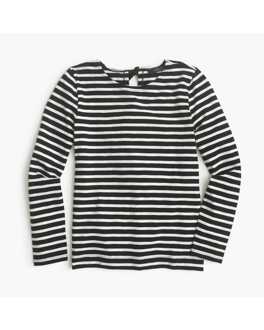 J.Crew Black Striped T-shirt With Bow-embellished Back