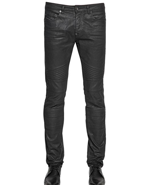 Diesel Black Gold Black 16.5cm Shiny Coated Stretch Denim Jeans for men