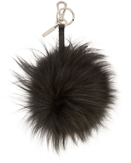 Fendi Black Leather And Fur Monster Keyring for Men Lyst