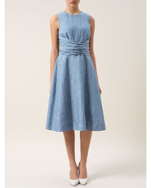 Hobbs Blue Twitchill Linen Dress