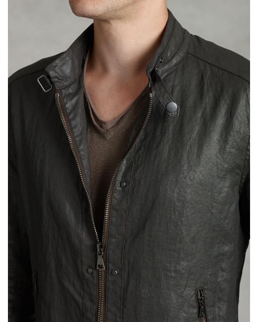 John Varvatos Resin Coated Linen Jacket in Black for Men Lyst
