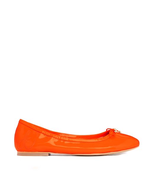Sam Edelman Leather Neon Orange Patent Flat Shoes | Lyst