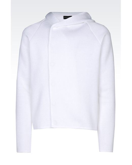 Emporio Armani White Runway Cotton Blouson With Hood for men