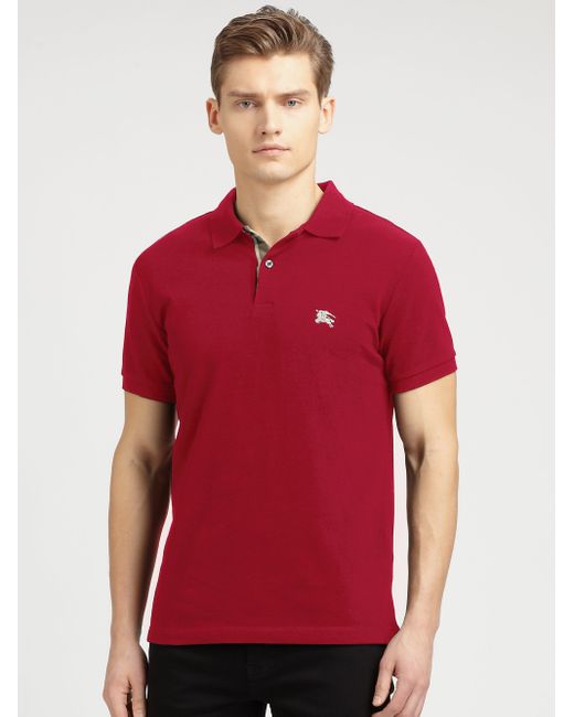 mens red burberry polo