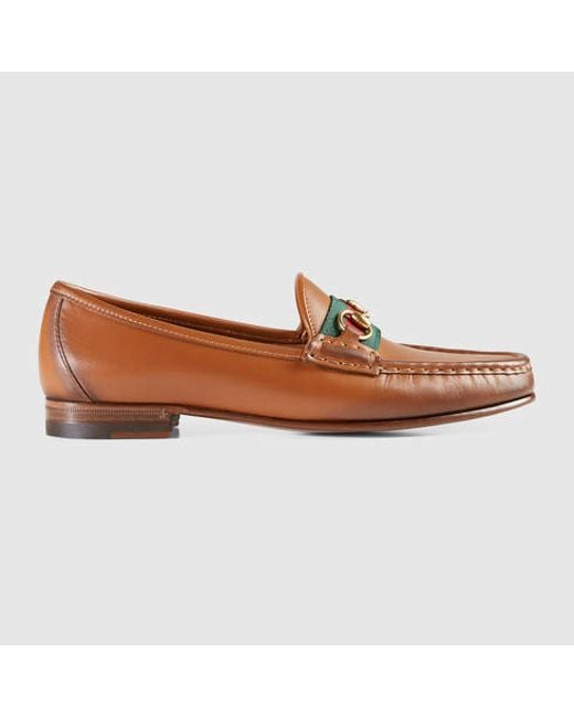 Gucci Horsebit Web Mens Size 6 Brown Classic Slip On Leather Loafers Shoes Gucci Leather Horsebit Loafer With Web in Brown for Men | Lyst main image 4