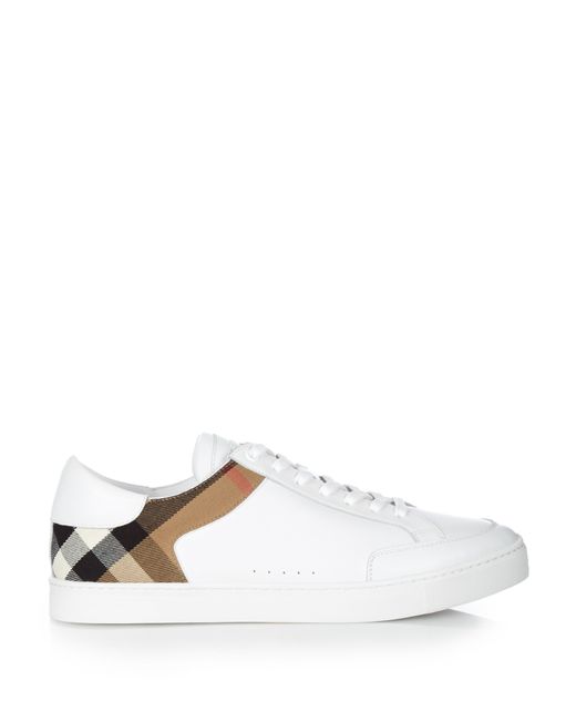 Burberry Leather House-check Low-top Trainers in White for Men | Lyst