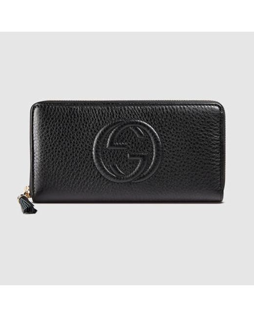 Gucci Soho Leather Zip Around Wallet in Black (black leather) | Lyst