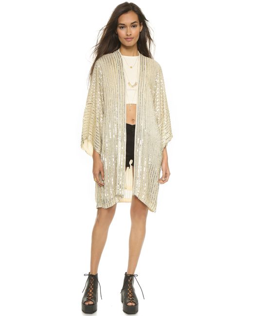 Ganni Summer Sequins Kimono - Gold/Silver in Metallic | Lyst