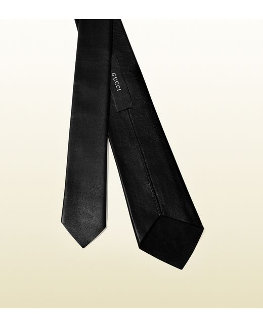 Gucci Black Leather Tie for men