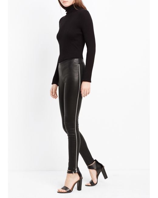 Vince Leather Leggings With Side Zippers in Black | Lyst