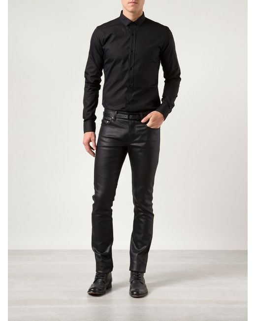 Saint Laurent Wax Denim Jeans in Black for Men | Lyst