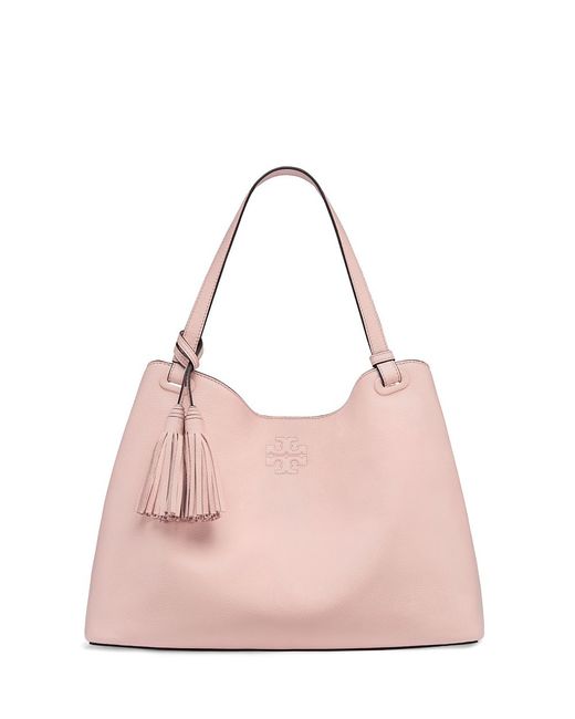 Tory Burch Pink Thea Center-Zip Leather Tote