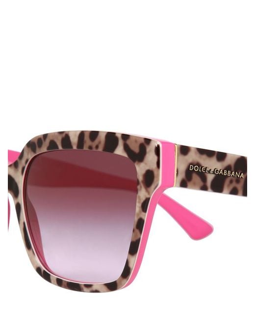 Dolce & Gabbana Pink Squared Leopard Printed Sunglasses