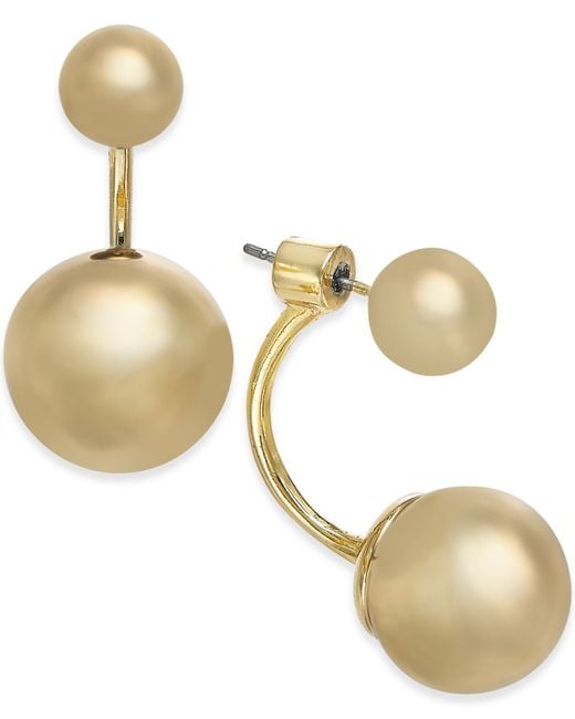 Kate Spade Gold tone Ball Front back Earrings in Metallic Lyst