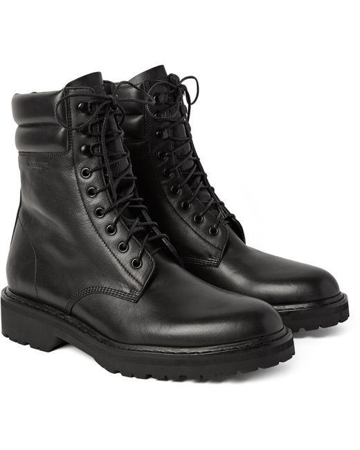 Saint Laurent Black Leather Combat Boots for men