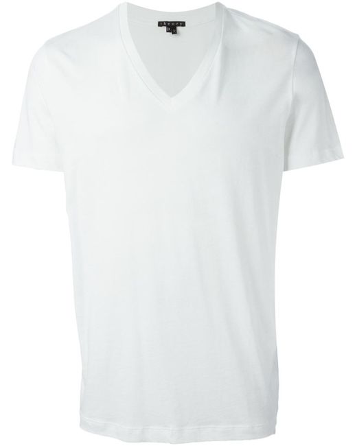 Theory White V-Neck Cotton T-Shirt for men