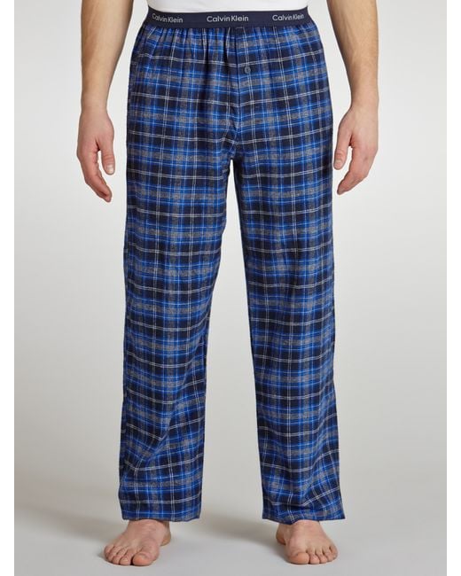 Calvin Klein Flannel Check Pyjama Bottoms in Blue for Men | Lyst UK