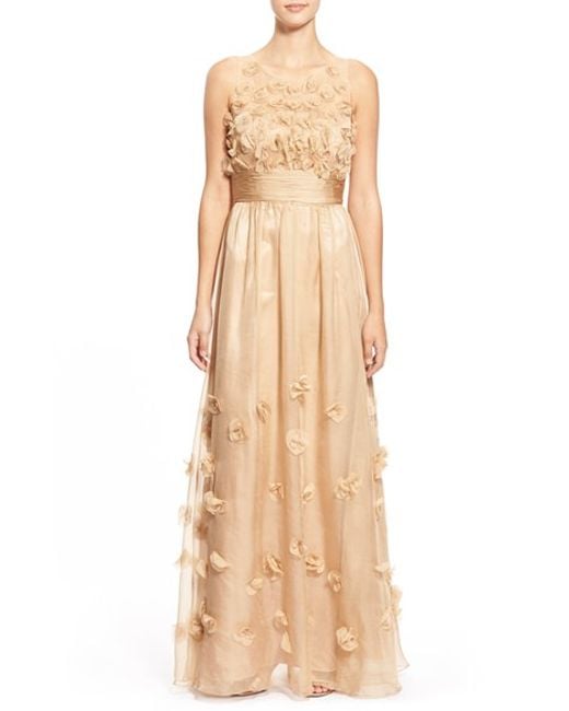 js collections floral appliqué gown