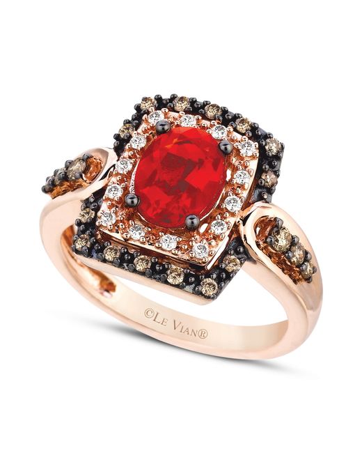Le Vian Brown Fire Opal (5/8 Ct.) Chocolate And White Diamond (1/3 Ct. T.w.) Ring In 14k Rose Gold