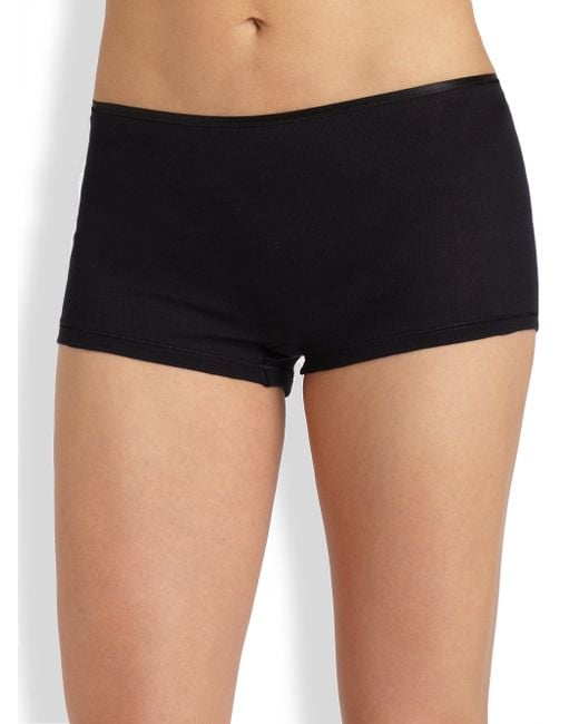 Hanro Cotton Seamless Boyshorts in Black Lyst