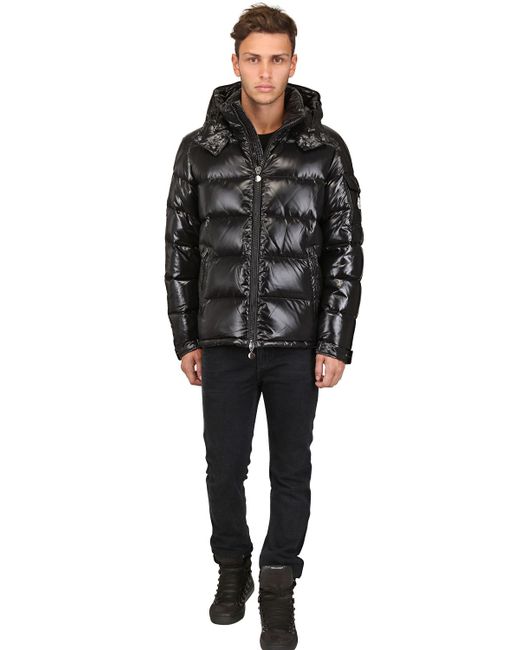 Moncler Maya Shiny Nylon Down Jacket in Black for Men | Lyst UK
