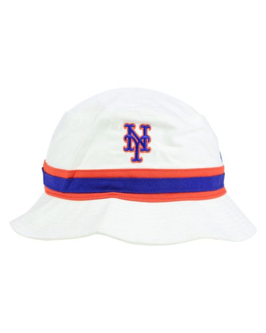 47 Brand White New York Mets Striped Bucket Hat