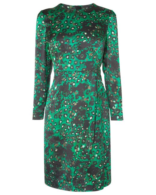 L.K.Bennett Green Idris Rouched Silk Dress