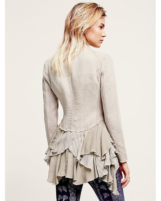 Free people military ruffle best sale jacket