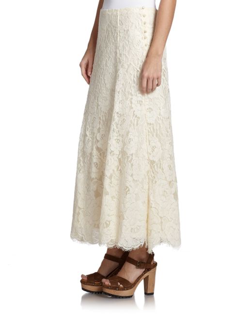 Polo Ralph Lauren Lace Maxi Skirt in Natural | Lyst