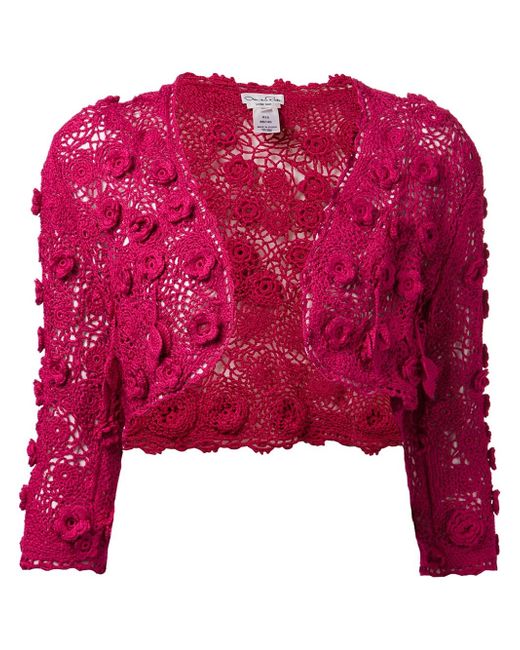 Oscar de la Renta Pink Floral Bolero Jacket
