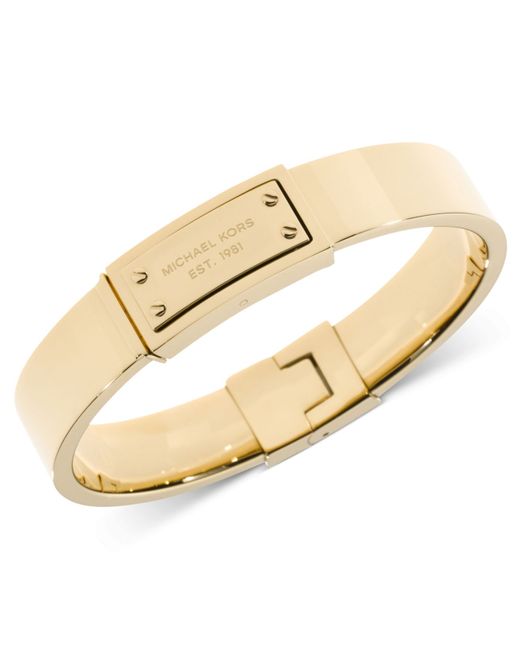 Michael Kors Metallic Gold-Tone Logo Plaque Bangle Bracelet