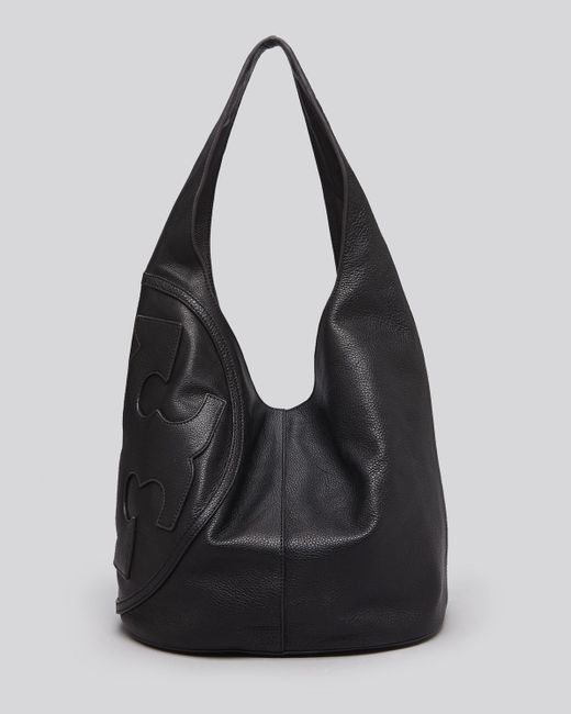 Tory Burch All T Leather Hobo in Black | Lyst