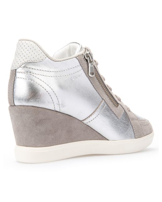 Geox Eleni Wedge Heeled Trainers in Metallic | Lyst UK