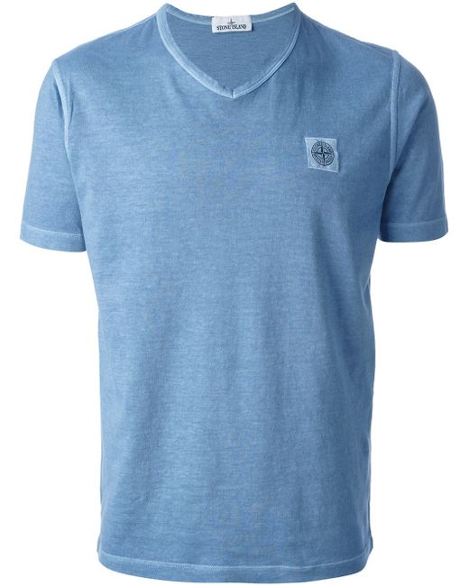 Stone Island Blue V-neck T-shirt for men