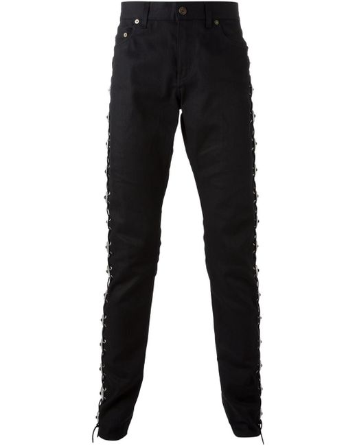 Saint Laurent Concho Detail Jeans in Black for Men | Lyst