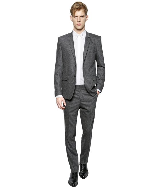 Givenchy Gray Stretch Salt & Pepper Wool Suit for men