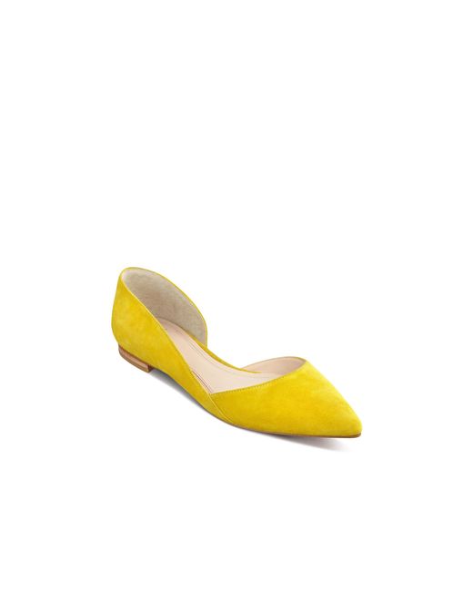 Marc Fisher Sunny Suede Pointed Toe D'orsay Flats in Yellow | Lyst