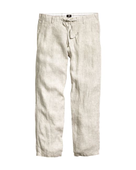H\u0026M Linen Trousers in Beige (Natural 
