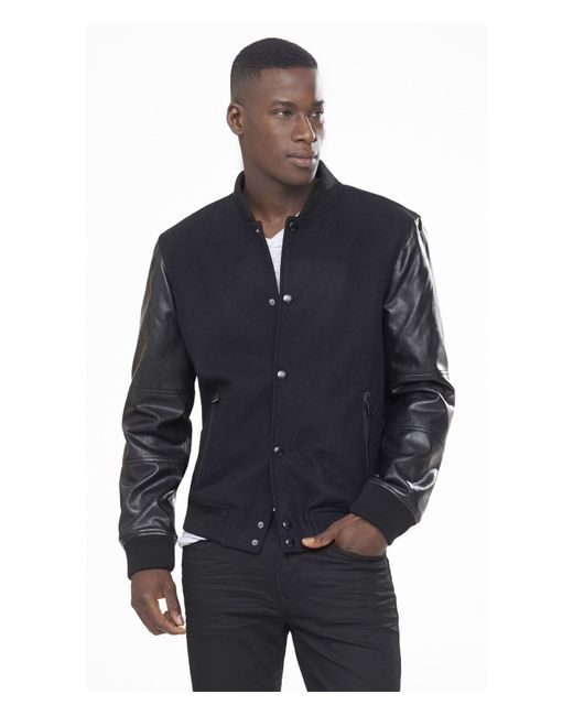 Leather Sleeve Baseball Jacket 