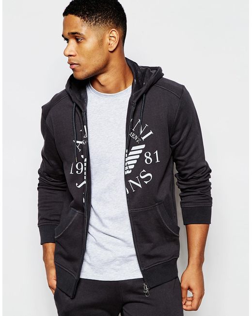 Armani Jeans Zip Up Hoodie With Large 