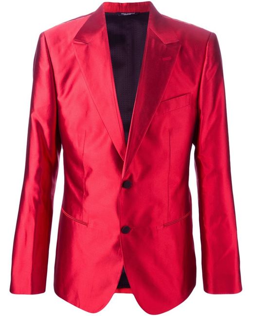 Dolce & Gabbana Red Shiny Three-Piece Dinner Suit for men