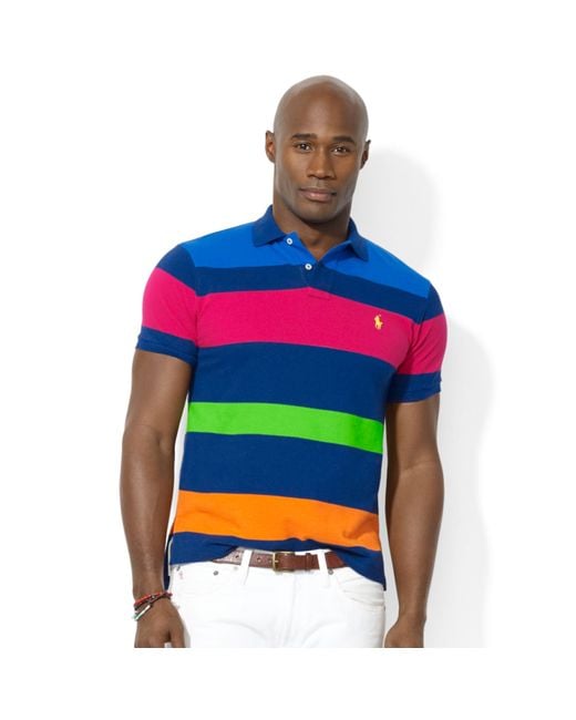 Ralph Lauren Polo Big and Tall Classic Fit Multi Striped Mesh Polo for Men