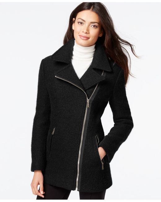 Calvin Klein Asymmetrical zip Wool Coat in Black   Lyst