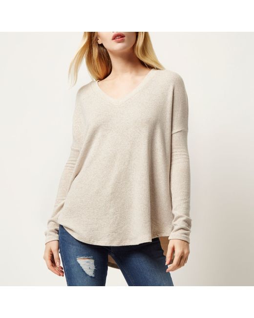 Beige Brushed Knitted Swing Jumper 
