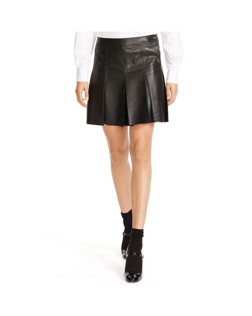 Polo Ralph Lauren Black Pleated Leather Skirt