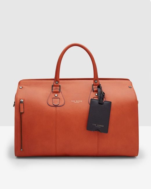 Ted Baker Orange Colour Block Leather Bowler Bag for men