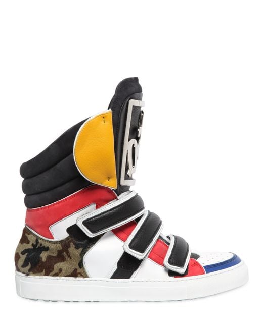 DSquared² Multicolor Leather Big Tongue High Top Sneakers for men